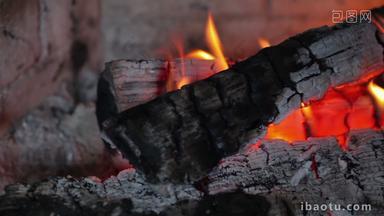 壁炉火焰木材大火